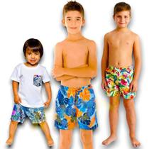 Kit 3 Shorts Bermudas Praia Água Menino INFANTIL JUVENIL VERÃO 208