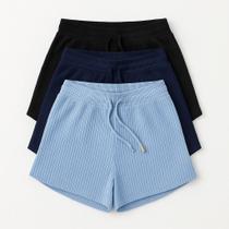 kit 3 Shorts Canelado Confortavel Plus Size Bermudinha Moda Praia G1 ao G3