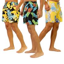 Kit 3 shorts estampados bermuda tectel masculino despojado