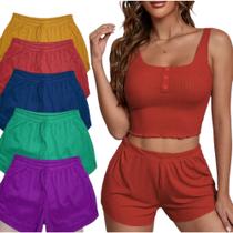 Kit 3 Shorts Feminino Cintura Alta Canelado E Soltinho