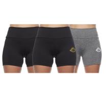 Kit 3 shorts feminino curto meia coxa cos alto basica lisa uniforme praia academia adulto