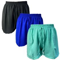 Kit 3 Shorts Feminino Duna com Cordão Confortável e Estiloso Cós Elástico Kit 3 Shorts Feminino Duna com Cordão Confortável e Estiloso Cós Elástico