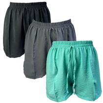 Kit 3 Shorts Feminino Duna com Cordão Confortável e Estiloso Cós Elástico