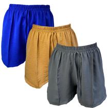 Kit 3 Shorts Feminino Duna com Cordão Confortável e Estiloso Cós Elástico