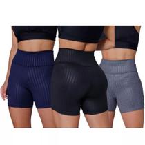 Kit 3 Shorts Feminino Meia Coxa 3D Suplex Academia