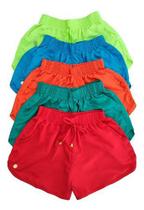 Kit 3 Shorts Feminino Tactel Plus Size Liso 2 Bolsos G1 G2 G3