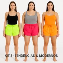 Kit 3 Shorts Femininos em Tactel Conforto, Estilo e Versatilidade