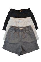 Kit 3 shorts infantil/juvenil feminino variados mescla/chumbo/preto Kit 3 shorts infantil/juvenil feminino variados mescla/chumbo/preto
