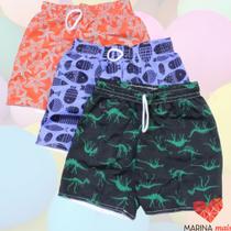 Kit 3 Shorts Infantil Masculino e Feminino Verão Com Bolso Traseiro Para Praia Clube Academia do 1 aos 3 anos