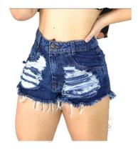 Kit 3 Shorts Jeans Feminino Destroyed Cintura Alta Hot Pants