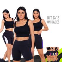 Kit 3 Shorts Leg Legging REDINHA Cintura Alta Fitness Treino Casual Corrida Academia Cores 669