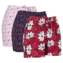 Kit 3 Shorts Liganete Estampado Feminino Cós Elástico Verão