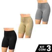 Kit 3 Shorts Lingerie Anagua Longos Segunda Pele Confortável Sexy Sem Costura