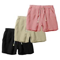 Kit 3 Shorts Linho Masculina Com Cordão Bermuda Casual Verão