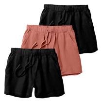 Kit 3 Shorts Linho Premium Bermuda Masculina Moda Praia Luxo - HYVE