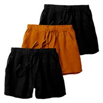 Kit 3 Shorts Linho Premium Bermuda Masculina Moda Praia Luxo