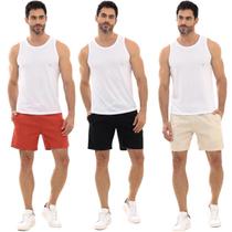 Kit 3 shorts linho super elegante tendência multi colorido varias cores