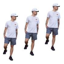 Kit 3 Shorts Masc Tactel Elastano Academia Fitness R 398