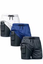 Kit 3 Shorts Masculino 2 Em 1 Duplo Com Bolso Academia Treino Corrida Kit 3 Shorts Masculino 2 Em 1 Duplo Com Bolso Academia Treino Corrida
