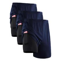 Kit 3 Shorts Masculino 2 em 1 Fitness Bermuda Para Treino