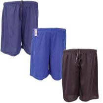 Kit 3 shorts masculino academia futebol lazer esportivo 100% poliéster