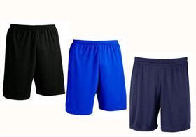 Kit 3 shorts masculino academia futebol lazer esportivo 100% poliéster