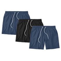 Kit 3 Shorts Masculino Bermuda Mauricinho Liso Tactel