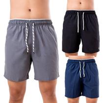 Kit 3 Shorts Masculino Bermuda Praia Liso Mauricinho Tactel