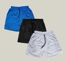 Kit 3 Shorts Masculino Elastano WSS Azul Preto e Branco