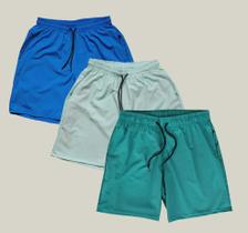 Kit 3 Shorts Masculino Elastano WSS Azul Verde e Verde Água