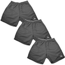 Kit 3 Shorts Masculino Lisos Cinza Casual Moda Verão Piscina