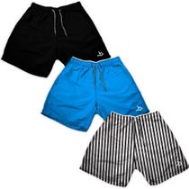 Kit 3 Shorts Masculino Lisos e Estampa Verão Tectel Praia
