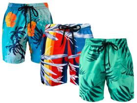 Kit 3 Shorts masculino praia estampado mauricinho floral verão - Frents