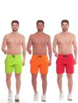 Kit 3 Shorts masculino tactel varias cores moda praia calor verão
