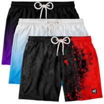 kit 3 Shorts Masculinos Surf Boardshort Praia Esportiva Fitness Tactel Coloridos