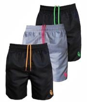 Kit 3 Shorts Masculinos Tactel Liso Com Bolsos Moda Praia