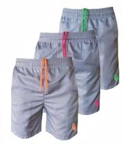 Kit 3 Shorts Masculinos Tactel Liso Com Bolsos Moda Praia