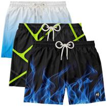 Kit 3 Shorts Masculinos Verão Estampados Surf Boardshort Praia Esportiva Musculação