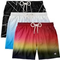 kit 3 Shorts Masculinos Verão Estampados Surf Boardshort Praia Esportiva Musculação