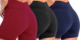 KIT 3 shorts meia coxa FEMININA cós alto suplex fitness KIT 3 shorts meia coxa FEMININA cós alto suplex fitness