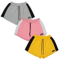 Kit 3 Shorts Moletom Feminino Esportivo Sem Bolso Básico Treino Academia