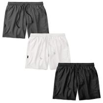 Kit 3 Shorts MXC BRASIL Masculino Curto Praia Calção Liso Branco Preto Grafite Kit 3 Shorts MXC BRASIL Masculino Curto Praia Calção Liso Branco Preto Grafite