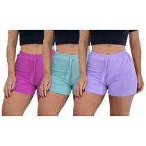 Kit 3 Shorts PMC Canelado Feminino