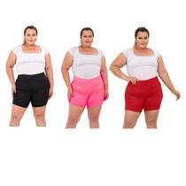 Kit 3 Shorts Suplex Academia Plus Size Meia Coxa