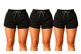 Kit 3 Shorts Tactel Feminino Academia Praia Corrida Leve