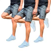 Kit 3 Shorts Tactel Masculino Esporte Academia Com Bolsos Laterais E Cós de Elástico