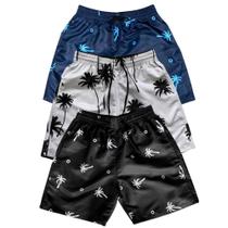 Kit 3 Shorts Tactel Moda Praia Masculino Com Bolsos