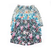 Kit 3 Shorts Tactel Ox Silver Estampado Floral Flores