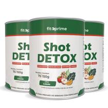 Kit 3 Shot Detox com Especiarias Poupa de Maçã Gengibre Laranja Couve e Salsa Sabor Limão 150g Fitoprime