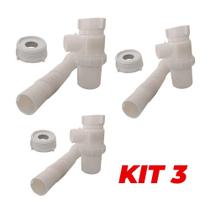 Kit 3 Sifão Copo Sanfonado Pias/Lavatórios/Tanques Astra